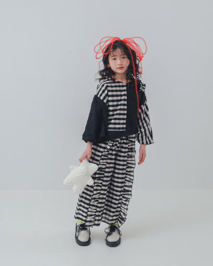 ブロックチェックフリルワイドパンツ    [352-0901-1]