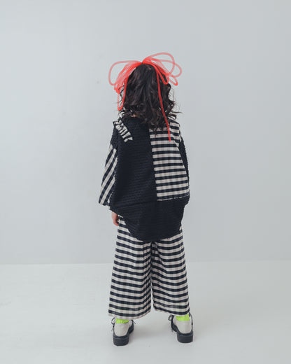 ブロックチェックフリルワイドパンツ    [352-0901-1]