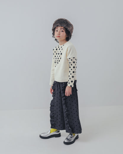 フロッキードットフリルワイドパンツ     [352-0903-1]