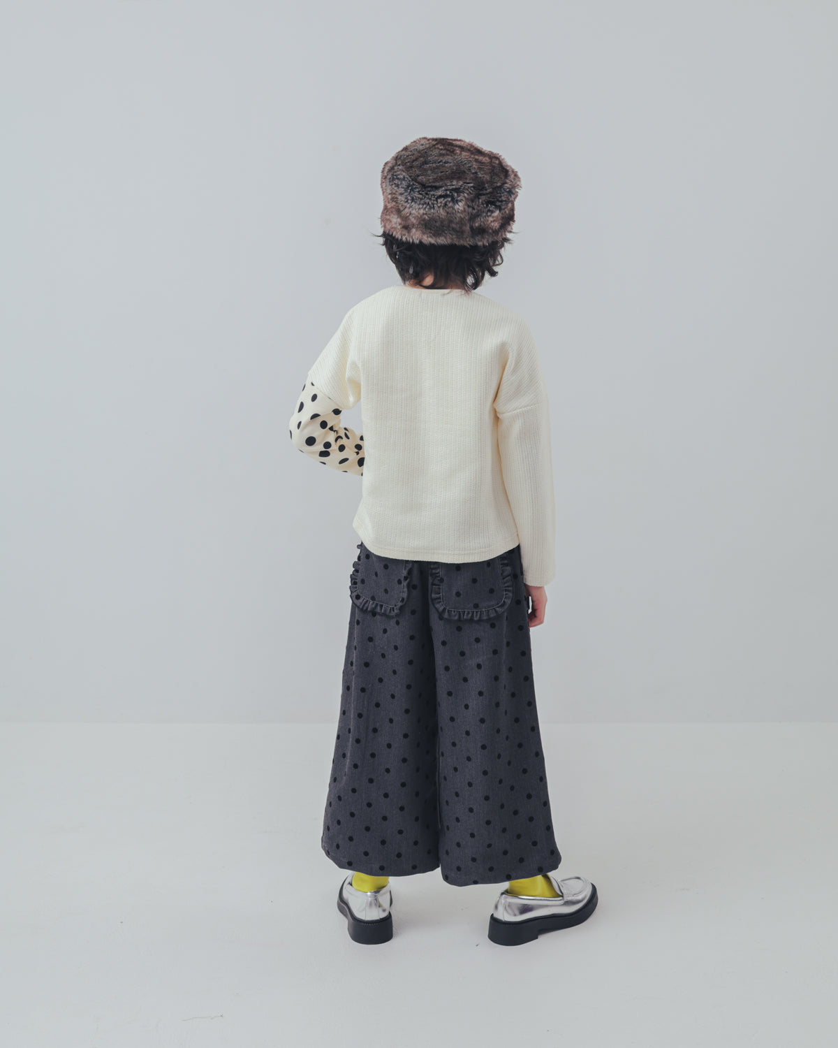 フロッキードットフリルワイドパンツ     [352-0903-1]