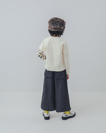 フロッキードットフリルワイドパンツ     [352-0903-1]
