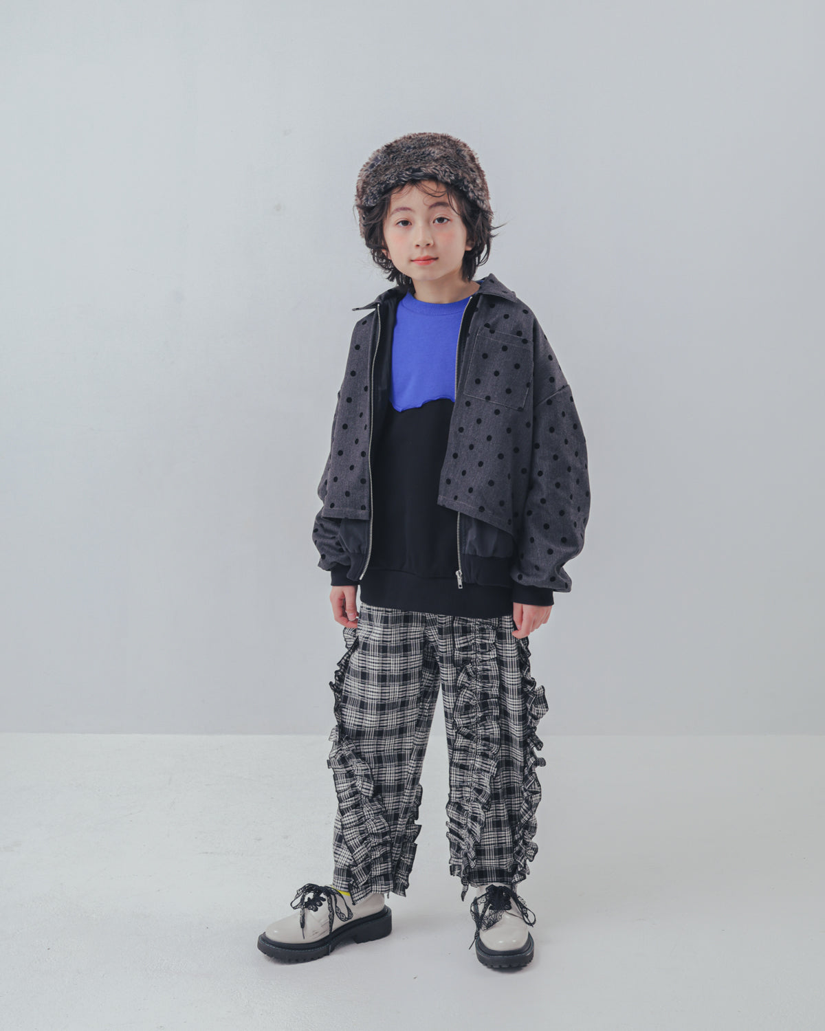 チェックアシメフリルパンツ    [352-0908-1]