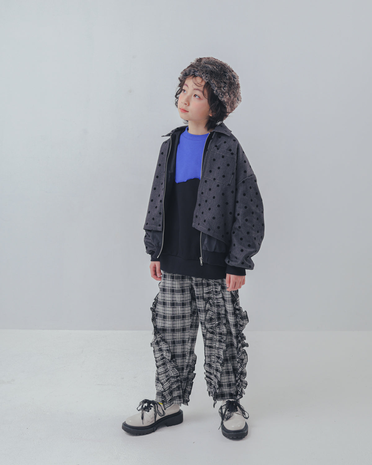 チェックアシメフリルパンツ    [352-0908-1]