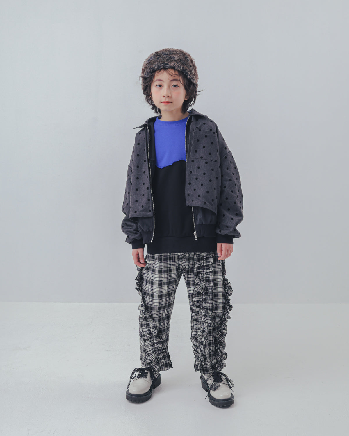 チェックアシメフリルパンツ    [352-0908-1]