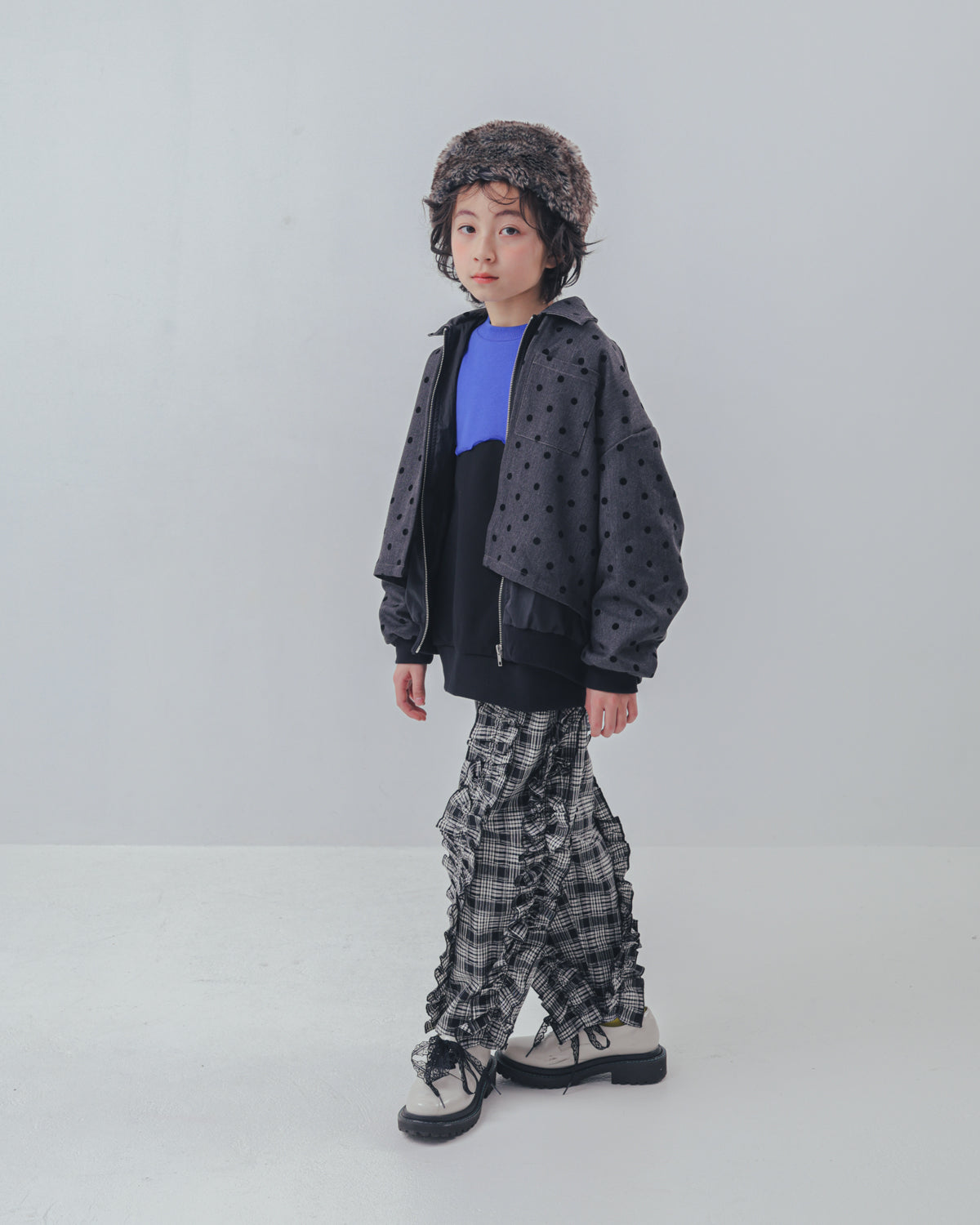 チェックアシメフリルパンツ    [352-0908-1]