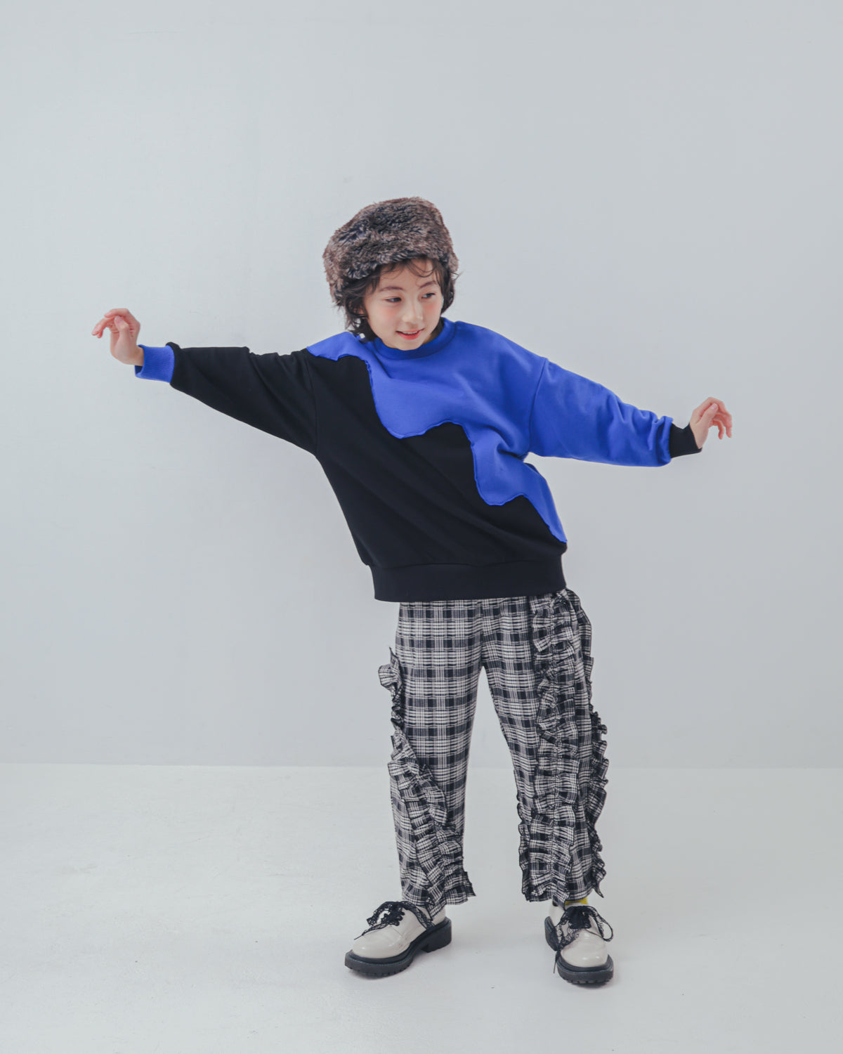 チェックアシメフリルパンツ    [352-0908-1]