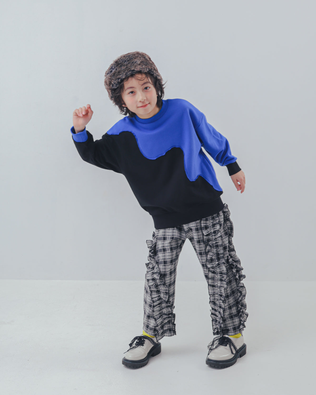 チェックアシメフリルパンツ    [352-0908-1]