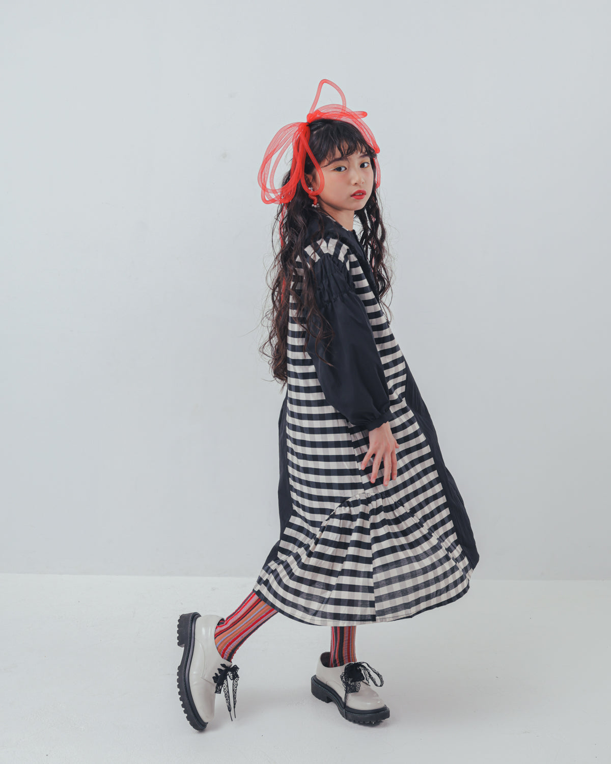 2ピースブロックチェックワンピース  [352-0103-1]