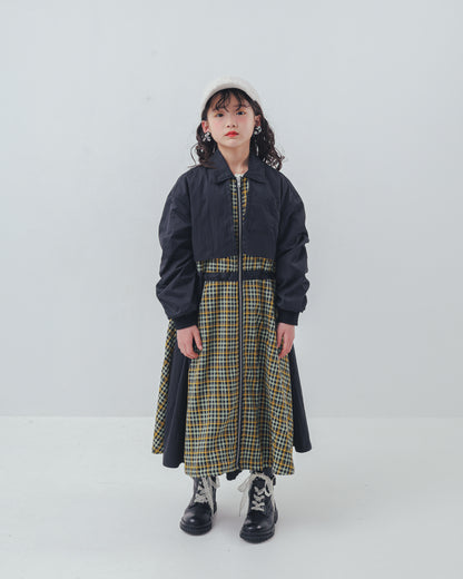 チェックzipperジャケットワンピース   [352-0101-1]