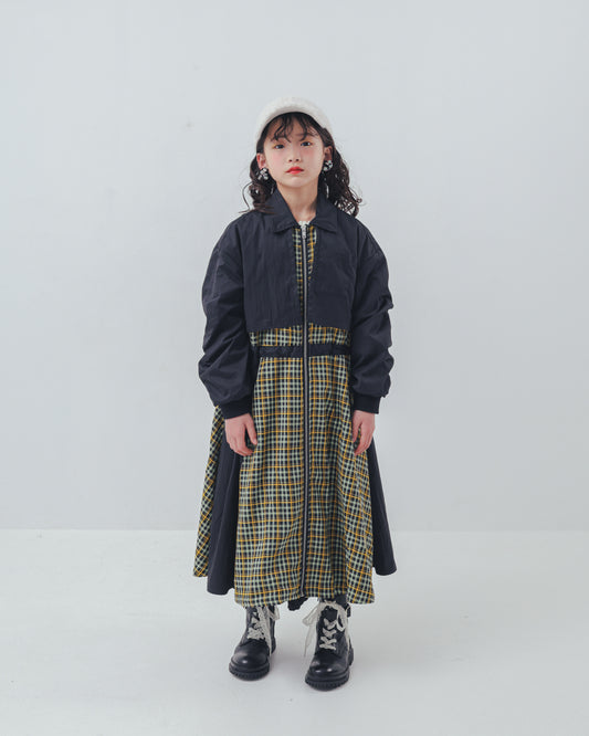 チェックzipperジャケットワンピース   [352-0101-1]