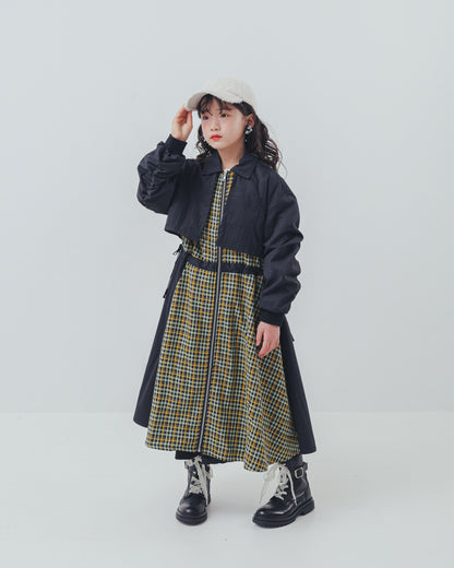 チェックzipperジャケットワンピース   [352-0101-1]
