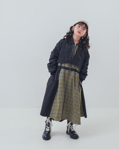 チェックzipperジャケットワンピース   [352-0101-1]