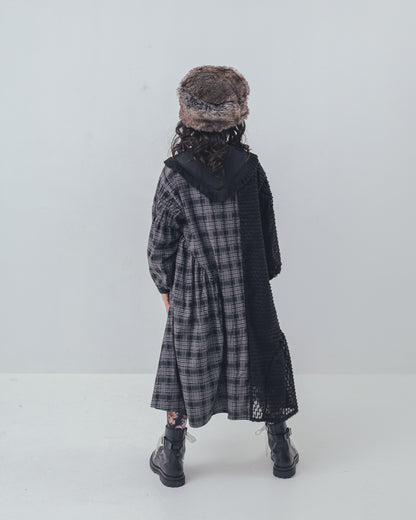 2ピースモノトーンチェック柄ワンピース  [352-0104-1]