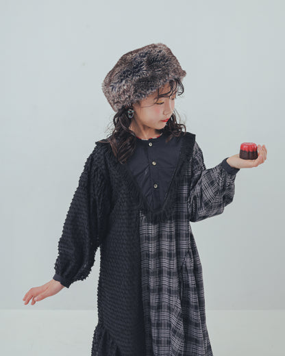 2ピースモノトーンチェック柄ワンピース  [352-0104-1]