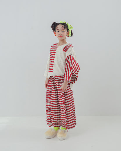 ブロックチェックフリルワイドパンツ    [352-0901-1]