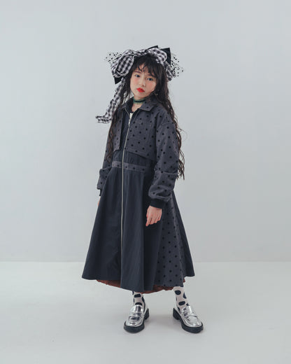 フロッキードットzipperジャケットワンピース   [352-0102-1]