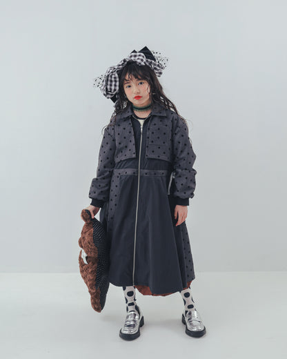 フロッキードットzipperジャケットワンピース   [352-0102-1]
