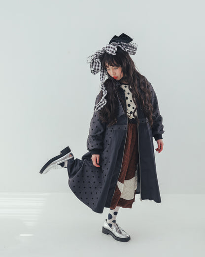 フロッキードットzipperジャケットワンピース   [352-0102-1]