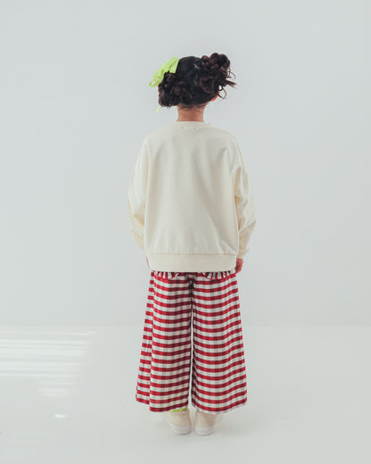 ブロックチェックフリルワイドパンツ    [352-0901-1]