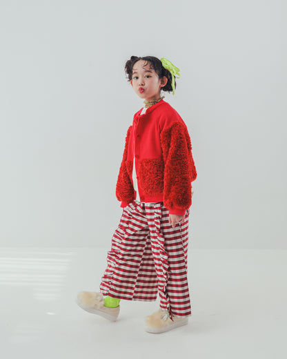 ブロックチェックフリルワイドパンツ    [352-0901-1]
