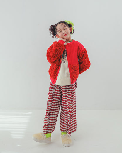 ブロックチェックフリルワイドパンツ    [352-0901-1]