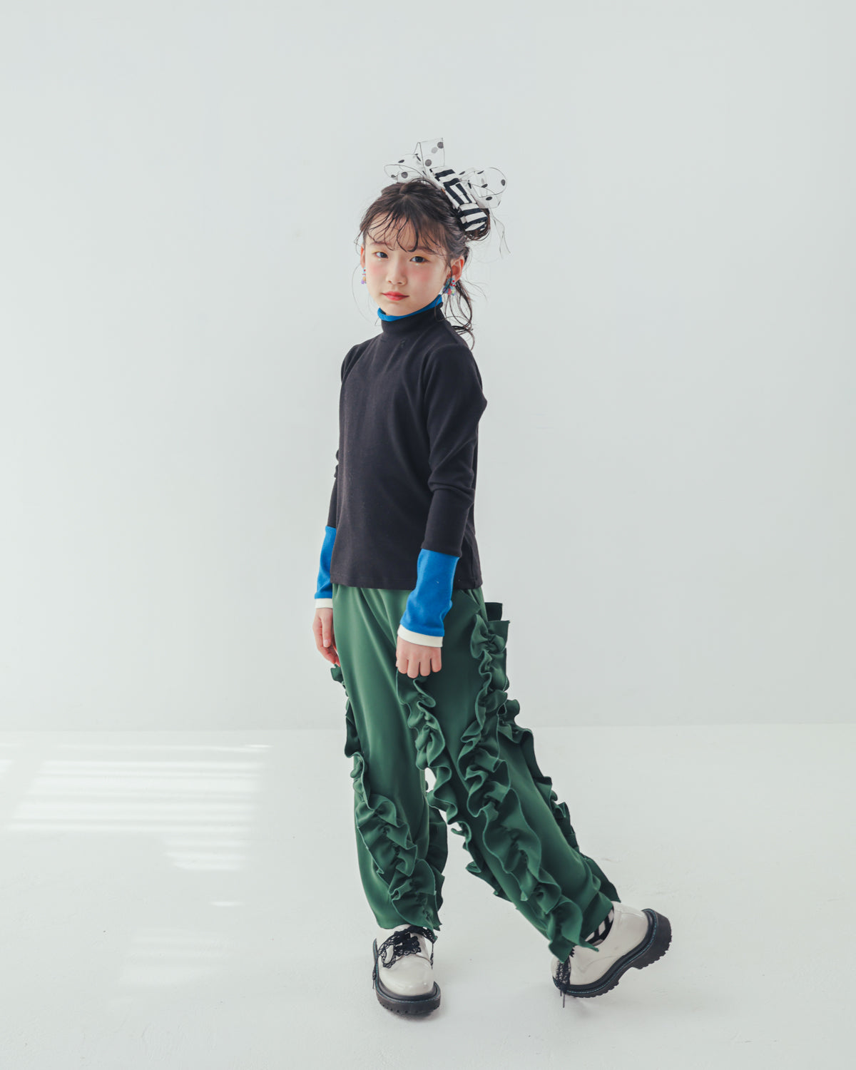 配色フィンガーハイネックtee     [352-1403-1]