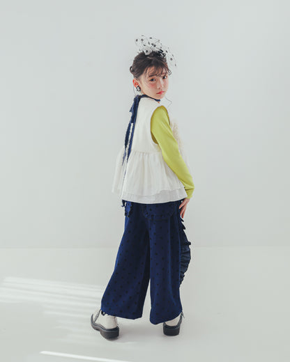 フロッキードットフリルワイドパンツ     [352-0903-1]