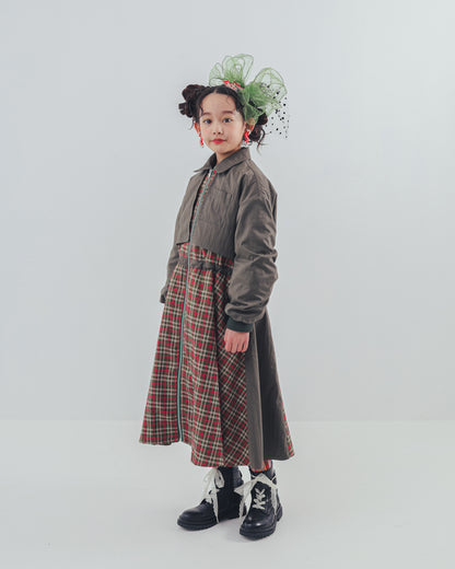 チェックzipperジャケットワンピース   [352-0101-1]