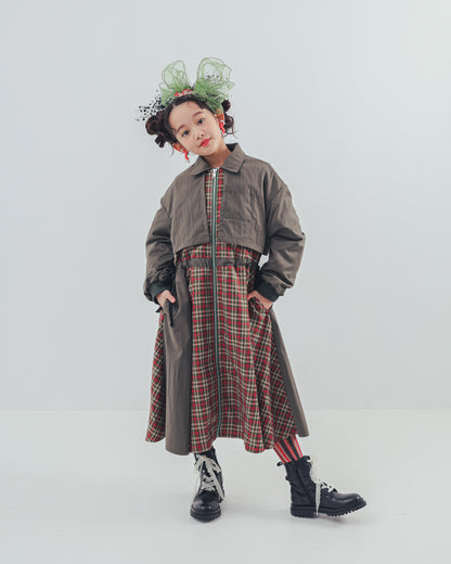 チェックzipperジャケットワンピース   [352-0101-1]