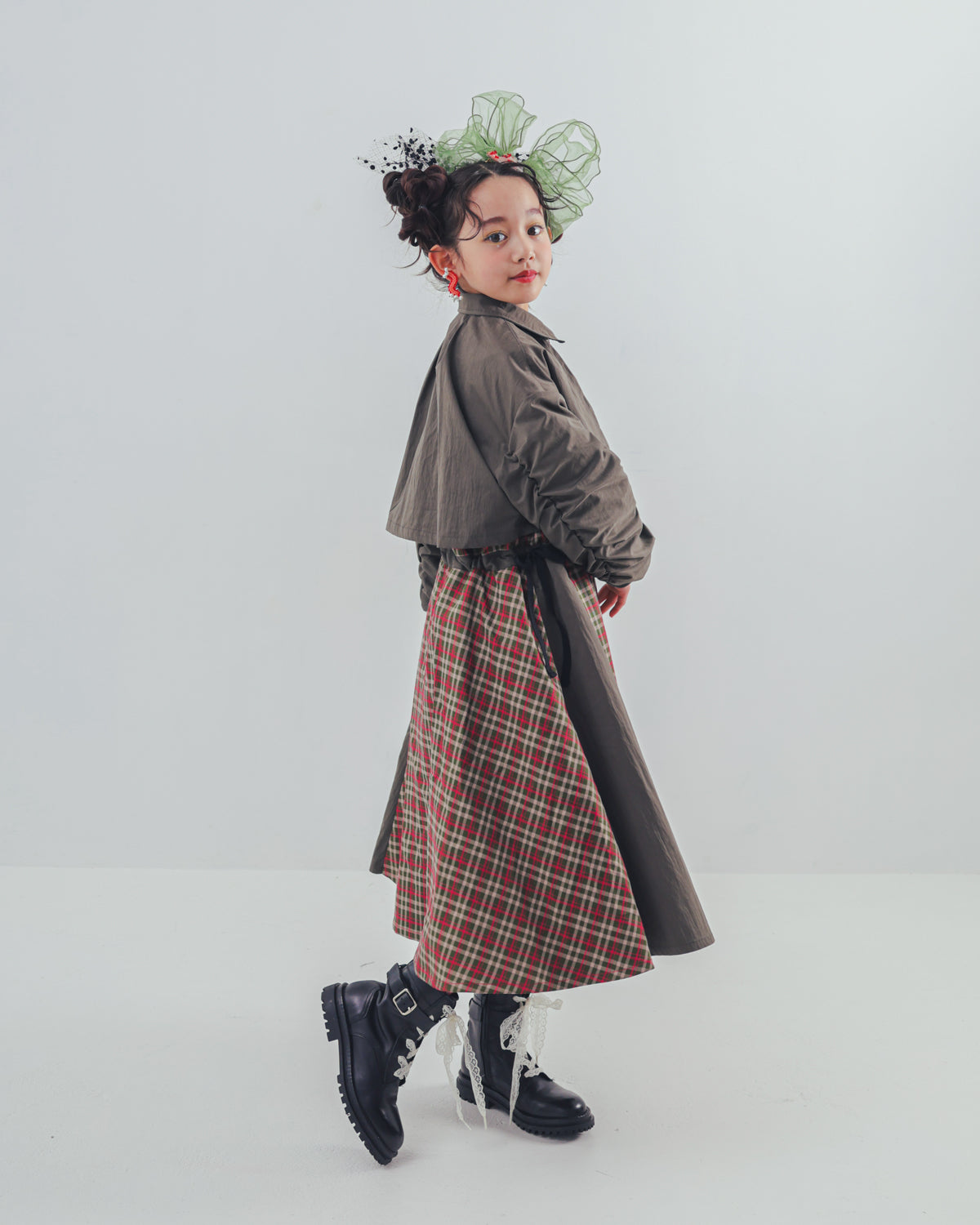 チェックzipperジャケットワンピース   [352-0101-1]