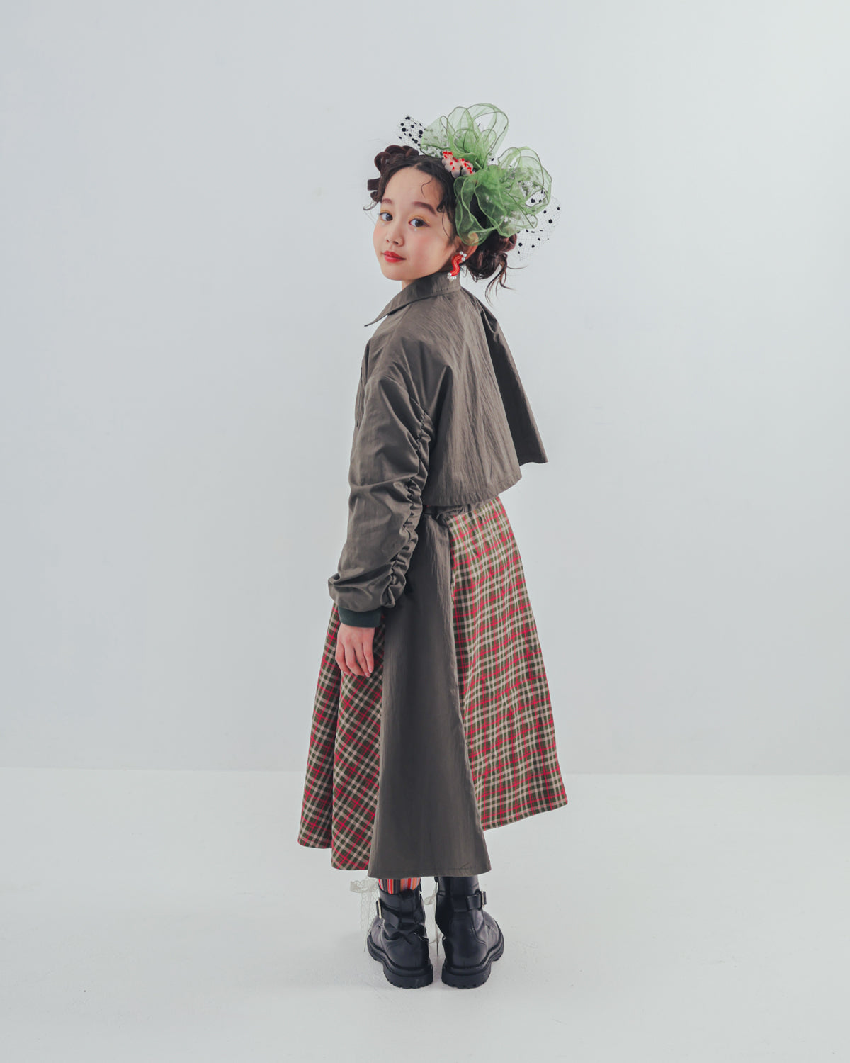 チェックzipperジャケットワンピース   [352-0101-1]