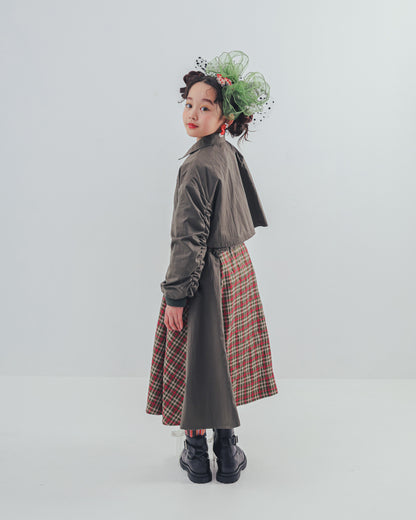 チェックzipperジャケットワンピース   [352-0101-1]
