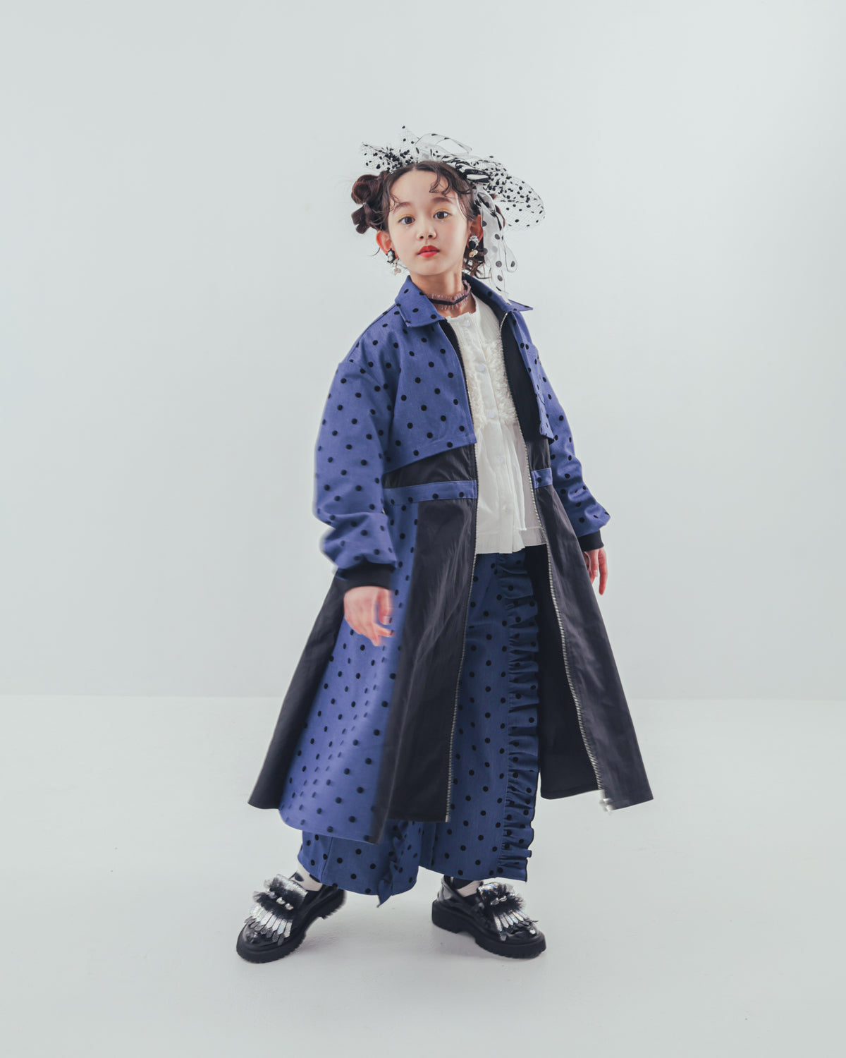 フロッキードットフリルワイドパンツ     [352-0903-1]