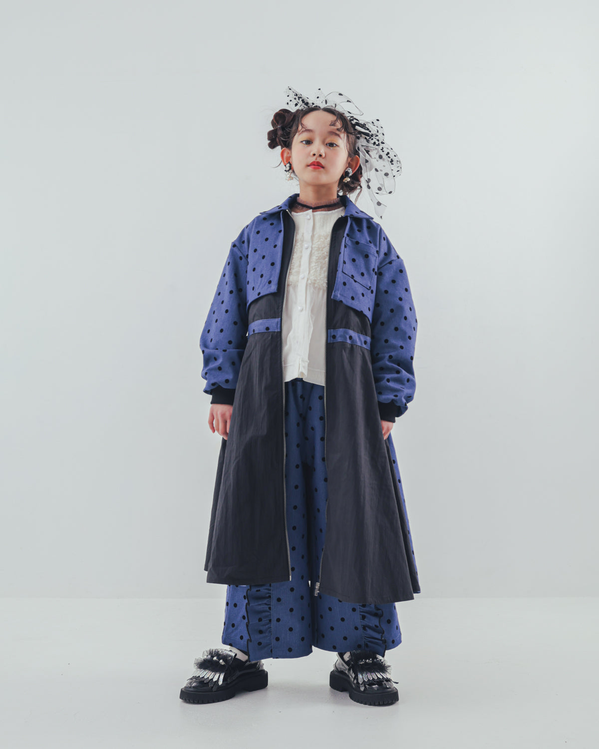 フロッキードットフリルワイドパンツ     [352-0903-1]