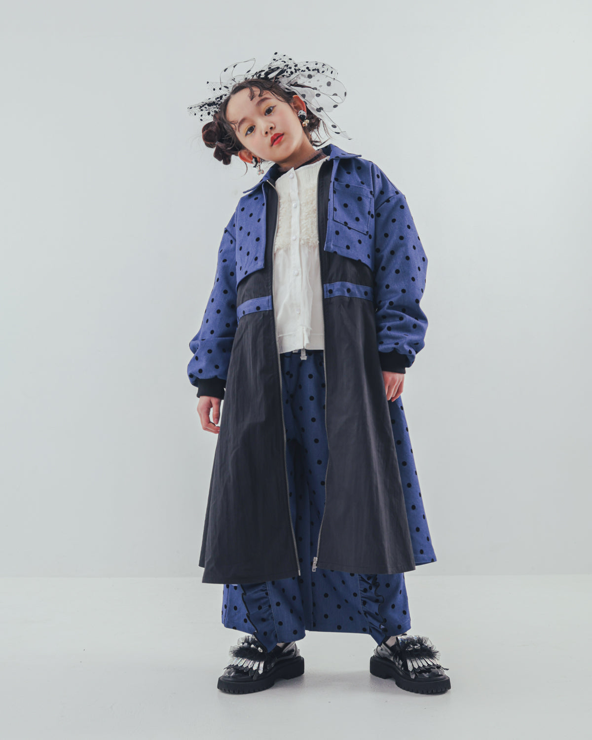 フロッキードットフリルワイドパンツ     [352-0903-1]