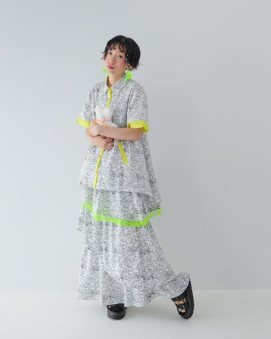 manyBearカラーフリルスカート  [162-1101-2]