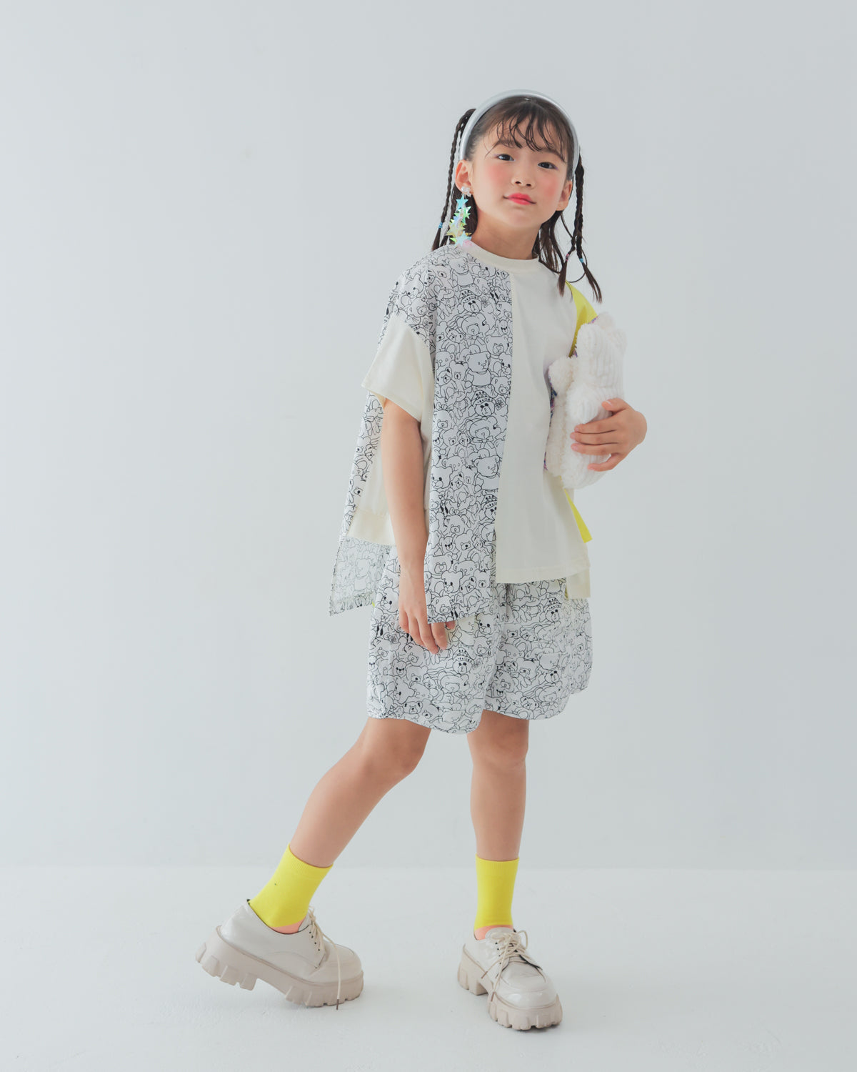 ストライプ風配色 t シャツ [162-1401-1]