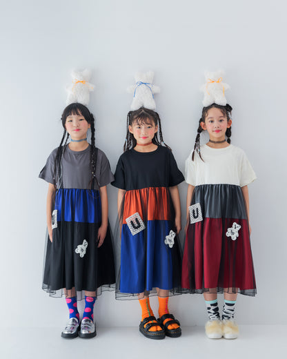 アップリケカラフルティアードワンピース [162-0105-1]