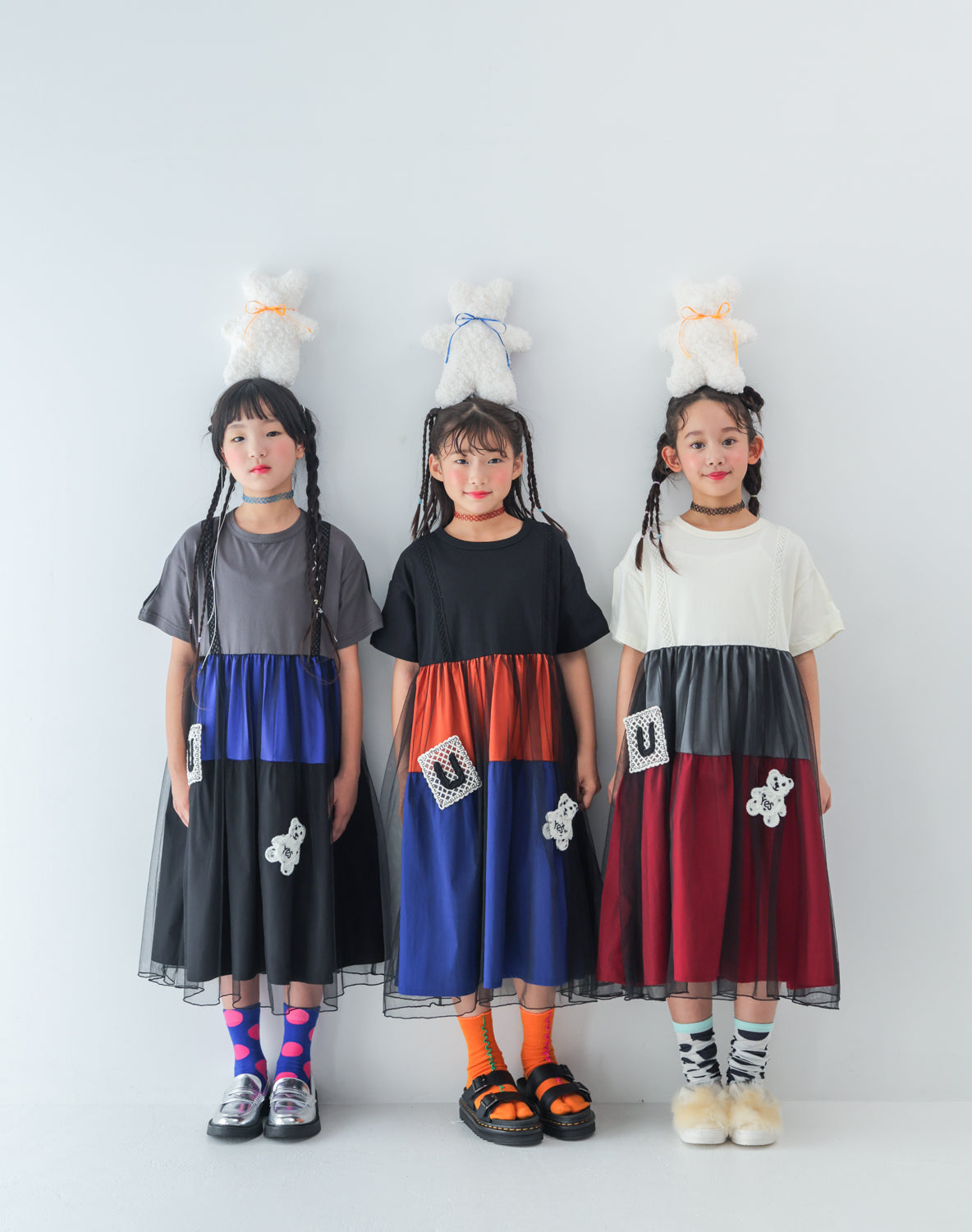 アップリケカラフルティアードワンピース [162-0105-1]