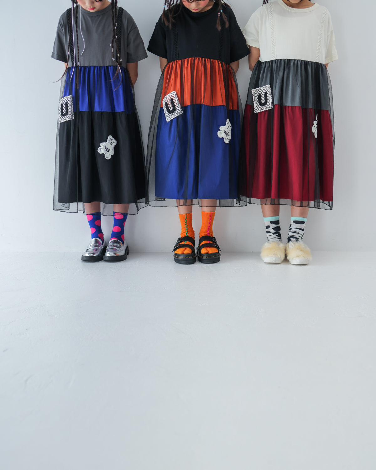 アップリケカラフルティアードワンピース [162-0105-1]