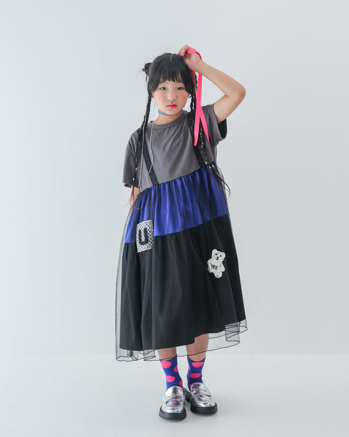 アップリケカラフルティアードワンピース [162-0105-1]