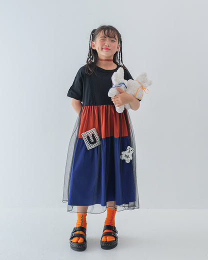 アップリケカラフルティアードワンピース [162-0105-1]