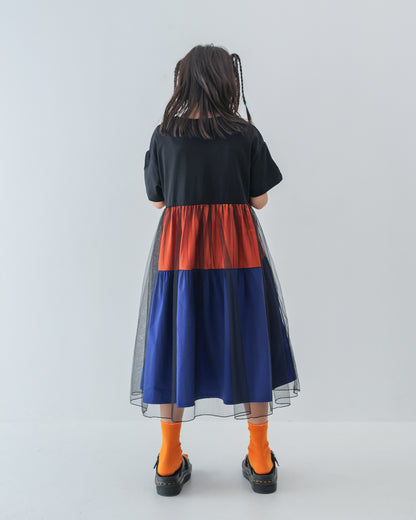 アップリケカラフルティアードワンピース [162-0105-1]