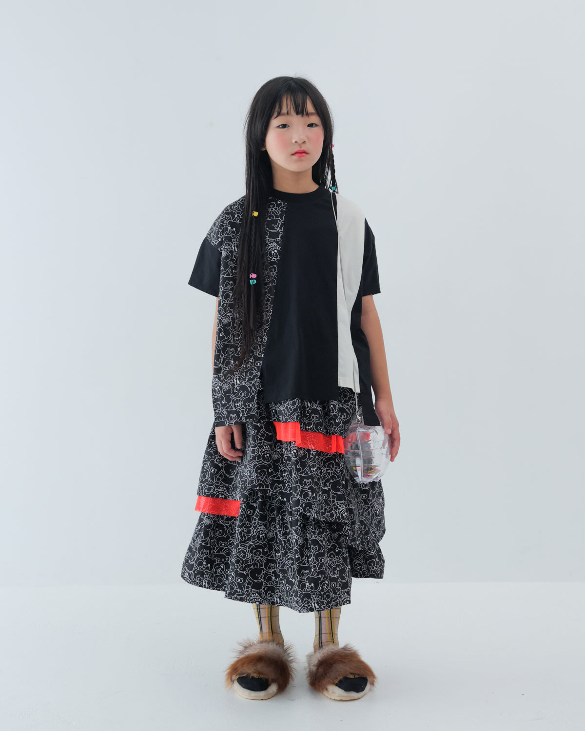 ストライプ風配色 t シャツ [162-1401-1]