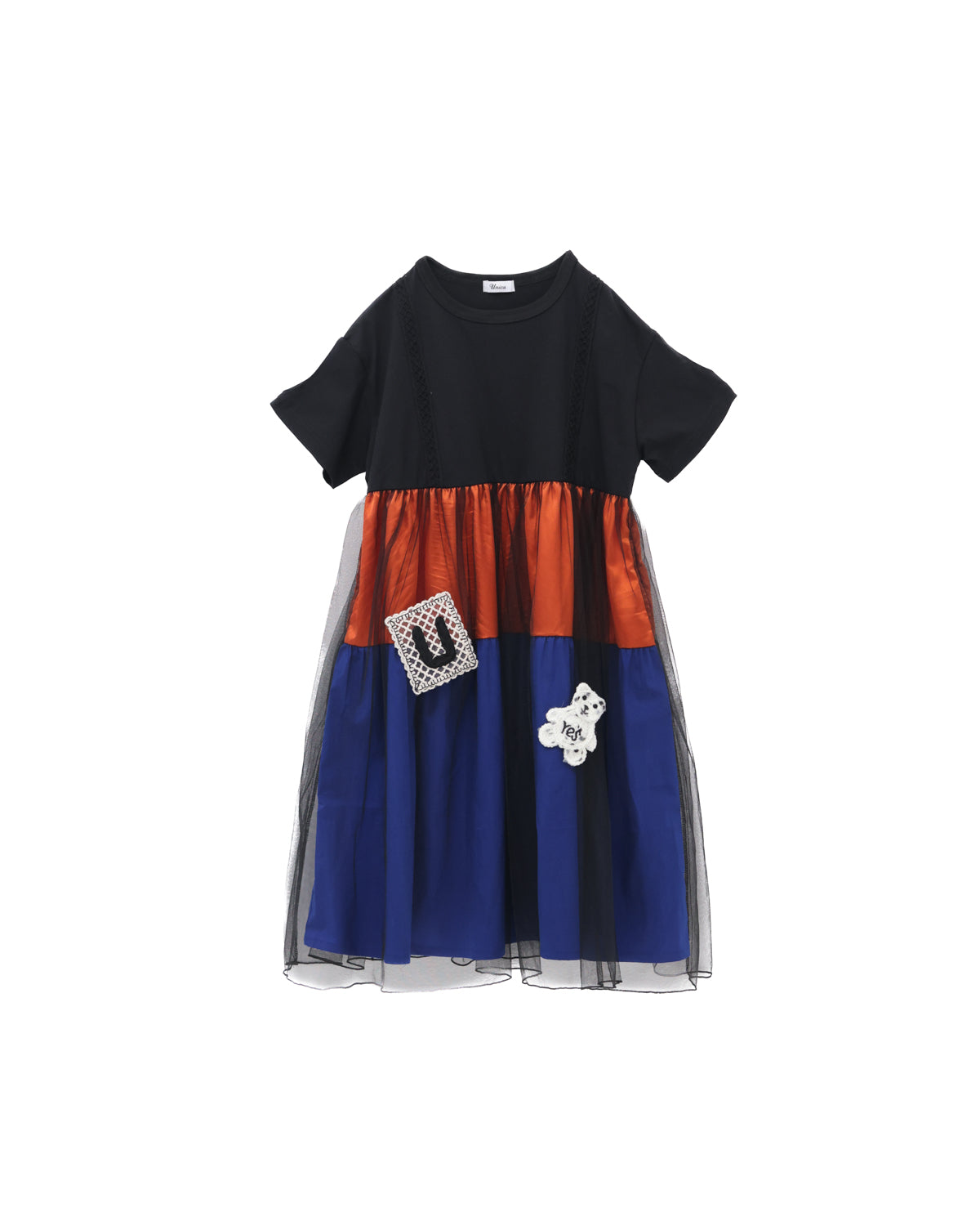 アップリケカラフルティアードワンピース [162-0105-1]