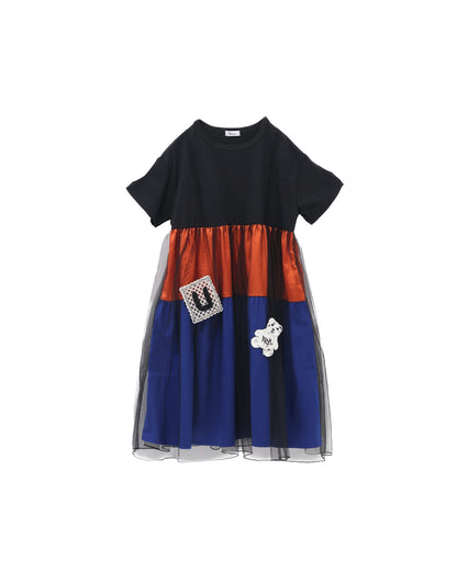 アップリケカラフルティアードワンピース [162-0105-1]