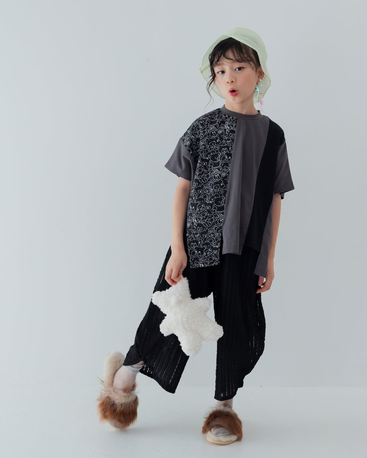 ストライプ風配色 t シャツ [162-1401-1]