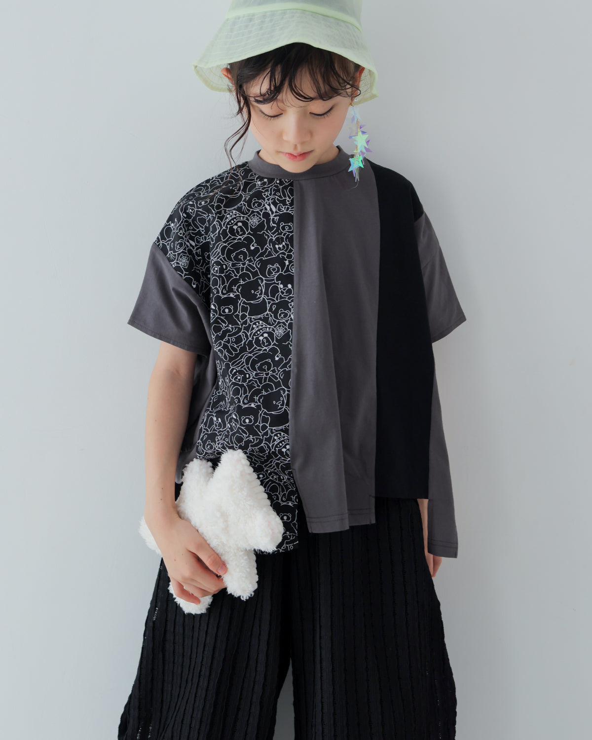 ストライプ風配色 t シャツ [162-1401-1]