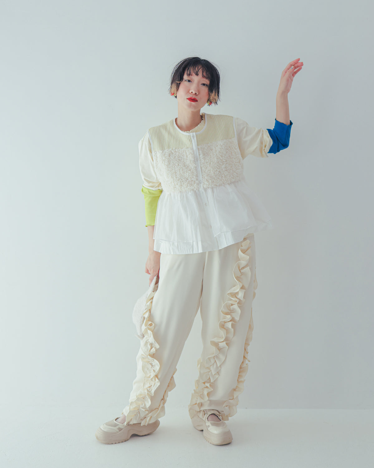 ファーニットフリルベスト ladies    [352-0301-2]