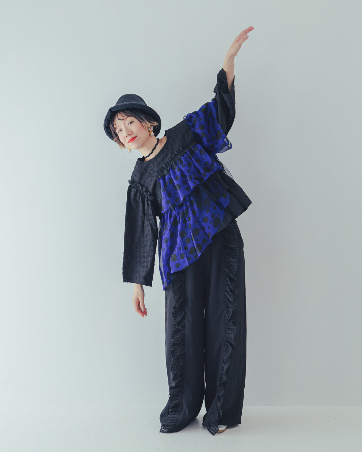 シャワードットレイヤードブラウス  ladies  [352-0604-2]